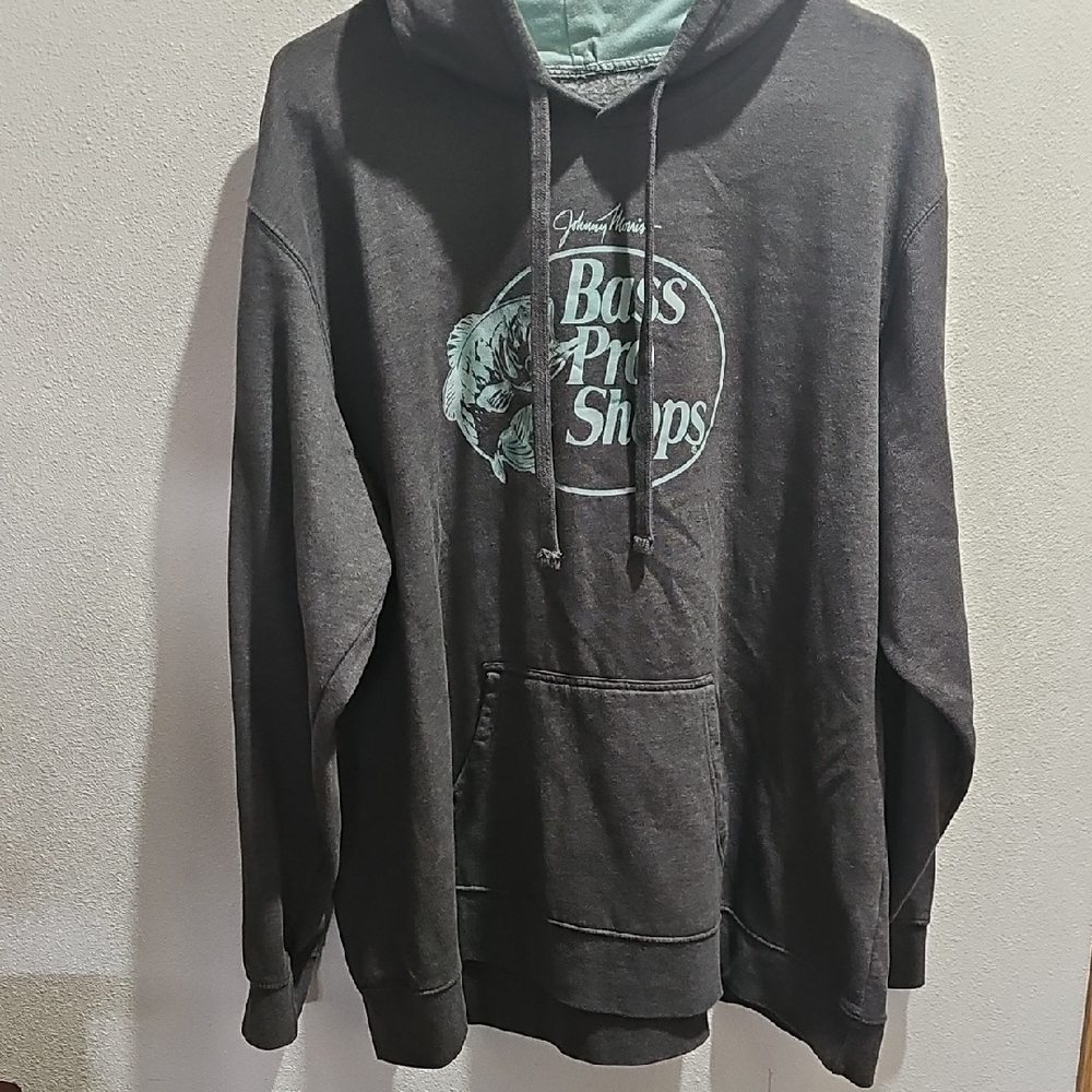 Bass Pro Shops Charcoal Hoodie with Teal Logo